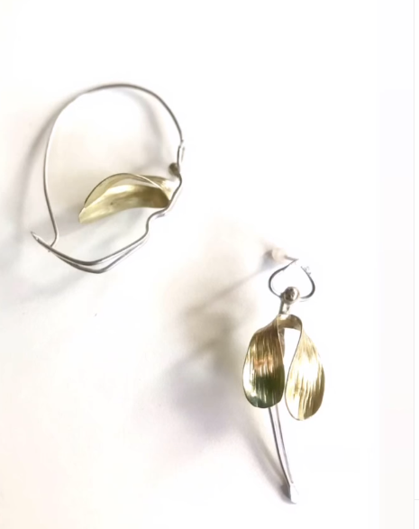 Contemporary silver and gold earrings