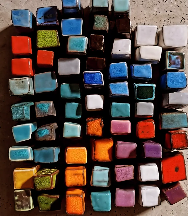 Colourful glazed ceramic squares