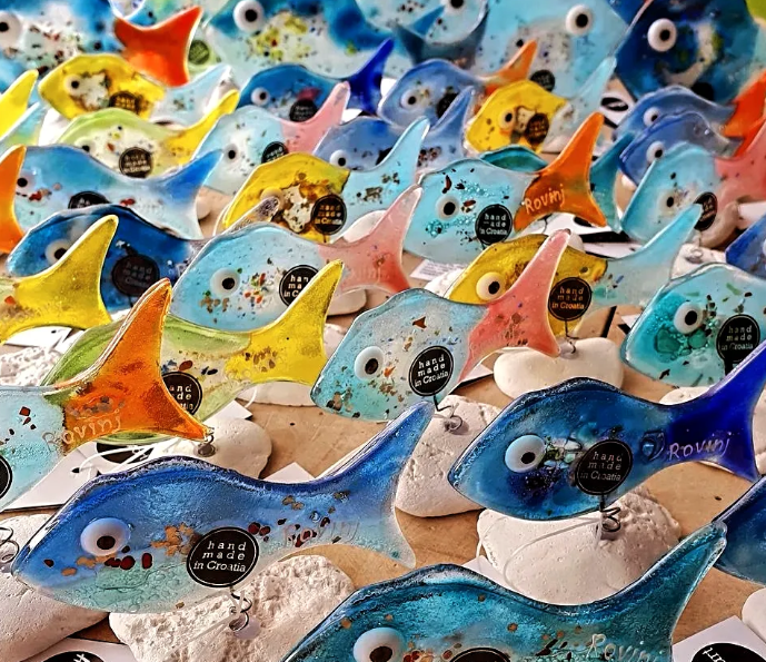 Colourful handmade glass fish